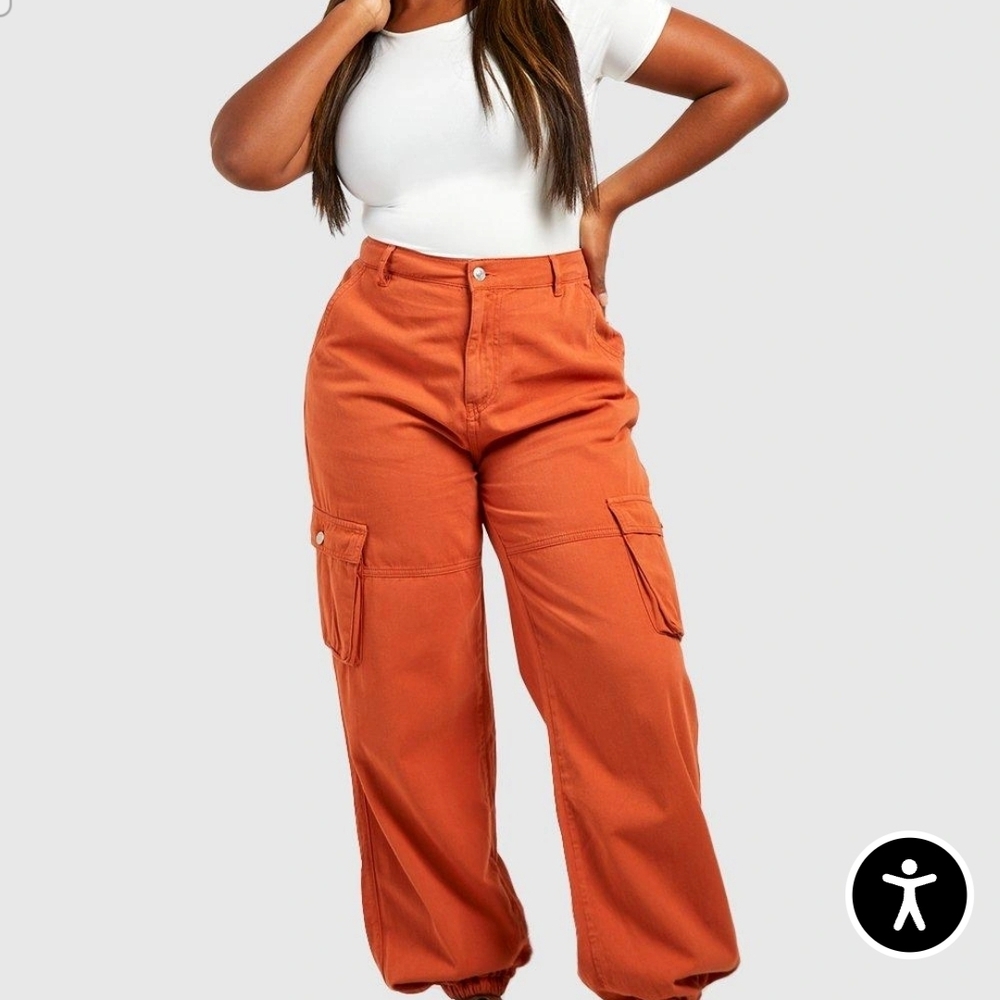 Boohoo Women's Orange Cargo Joggers